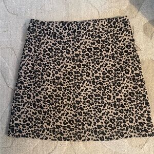 LOFT Black and Tan Leopard Mini Skirt